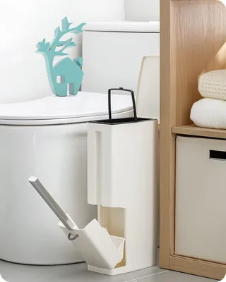 Productafbeelding van Famanu toiletborstel- en afvalbakset - multifunctioneel - wit