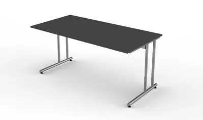 Produktbild von Kerkmann Schreibtisch START UP 160x80x75 cm C-Fuß-Gestell alusilber inkl. Kabelkanal verschiedene Dekore Anthrazit