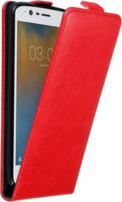 Produktbild von Cadorabo Hülle für Nokia 3 2017 Schutz Hülle in Rot Flip Etui Handyhülle Case Cover