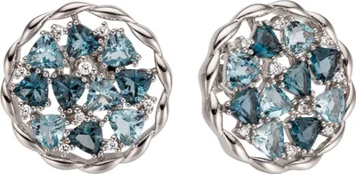 Produktbild von Paar Ohrstecker aus 585 Weißgold 20 Blautopase & 18 Brillanten Ohrschmuck Damen