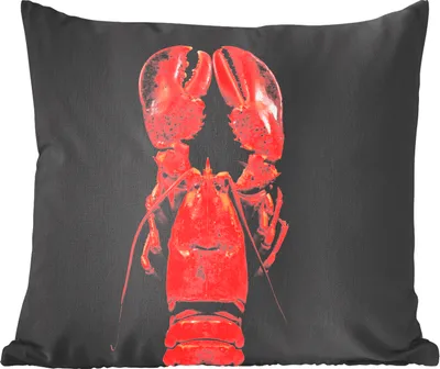 Produktbild von MuchoWow® Zierkissen Sofakissen Wohnzimmer Dekokissen 40x40 cm Krebs - Rot - Porträt - Foto Kissen - Schlafzimmer Dekoration
