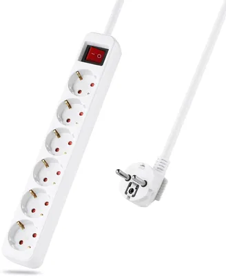 Imagen del producto de Regleta de enchufes de 6 tomas con interruptor y cable de 5 metros