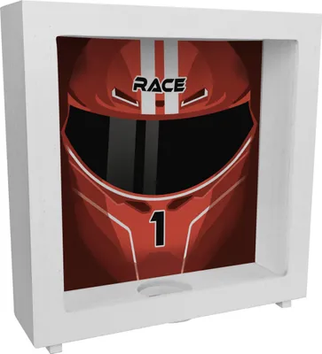 Produktbild von Motorsport-Helm Rahmen Spardose aus Holz in rot
