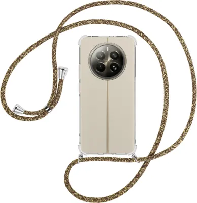 Produktbild von Handykette Backcover-Schutzhülle mit Band (Metall silberfarben) für Realme 12 Plus 5G / Narzo 70 Pro 5G - braun+beige