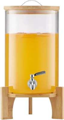 Produktbild von 8-Liter Dränkeimer mit Druckfeste Schenkflasche und Holzständer, für Restaurants, Events und Selbstgebraute Getränke wie Limonade oder Eisgetränke
