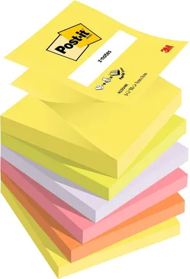 Image de Post-it® R330NR Post-it® Z-Notes notes adhésives standard R330NR couleurs assorties 6 blocs