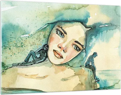 Produktbild von Bilder auf glas - Einteilig - Aquarell Frau Emotionen - 120x80cm - Glasbilder - Wandbilder - Bilder - zum Aufhängen bereit - Wanddekoration aus Glas - Glas Bilder - Wandbild auf Glas - GAA120x80-4858