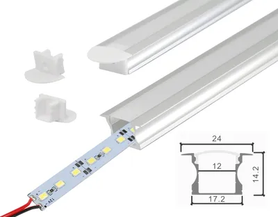 Produktbild von 1m LED Alu Profil Schiene mit milchglas Abdeckung Profil L + 1m Alu Strip Kaltweiß