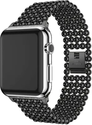 Produktbild von Strap-it Apple Watch 8 Stahlperlenarmband (Schwarz)