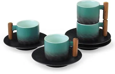 Image de Élégant service à café 4 pièces en porcelaine bleue