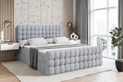 Produktbild von ALTDECOR Boxspringbett mit Matratze und Lattenrost  - VIONE -Z  - 120x200 cm  - Grau Monolith - Boxbett, Fußteil, Topper, Polsterbett mit Bettkasten, Bett mit Stauraum H4 -Matratze, Doppelbett, Springboxbett