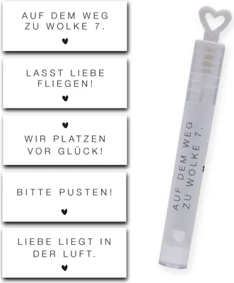 Produktbild von 50er-Set Seifenblasen-Aufkleber Hochzeit Herz - Liebe in der Luft - 5 x 2 cm - beschriften von Seifenblasen Hochzeit Stilvoll Dekoration Geschenk - dv_1181