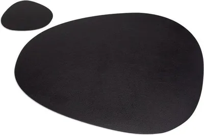 Produktbild von Famanu Platzsets und Untersetzer Set von 4 - waschbar - recyceltes Leder - rutschfest - modern - nachhaltig - Schwarz