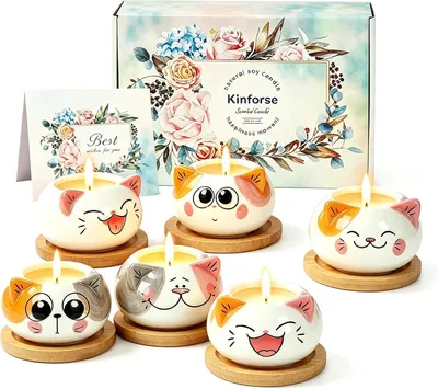 Produktbild von Duftkerzen-Sets, Geschenke für Frauen, Geburtstagsgeschenke für sie (Duftkerze mit Katzenmotiv)
