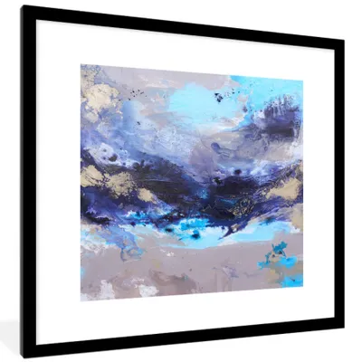 Produktbild von MuchoWow® Gerahmtes Poster Blau - Grau - Kunst - Abstrakt - Farbe 40x40 cm - Poster mit Schwarzem Bilderrahmen Wandposter Rahmen Foto Bilder - Poster - Plakat im Rahmen