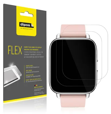 Produktbild von 2x Schutzfolie für Togala Smartwatch Folie, 100% Displayabdeckung, dipos Flex