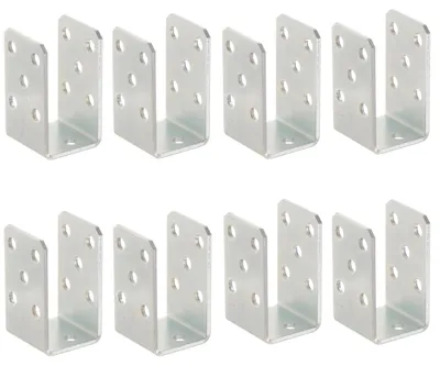 Produktbild von Aqbau 8er Set U-Pfostenträger zum Aufschrauben 50 mm – Pfostenanker aus verzinktem Stahl 4 mm, Bodenanker für Holzpfosten, für Zaun, Pergola, Terrasse