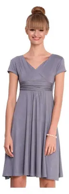 Produktbild von Damen Kleid Dress V-Ausschnitt, Grau XS