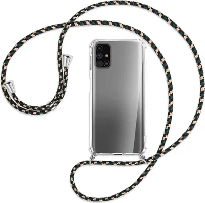 Produktbild von Handykette Backcover-Schutzhülle mit Band (Metall silberfarben) für Samsung Galaxy M31s - camouflage