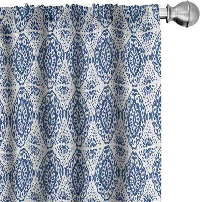 Zdjęcie produktu dla ABAKUHAUS Niebiesko-białe zasłony, firanki, abstrakcyjny wzór ikat shibori w stylu bohemy, 2 sztuki 75 x 225 cm, granatowo-białe