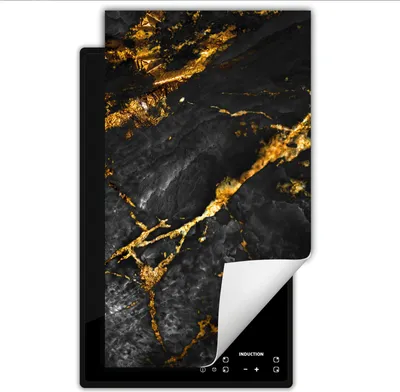 Produktbild von DarHaus Herdabdeckplatte 1 teilig 30x52 cm Anti Rutsch Matte Aufrollbar, Marmor - Gold