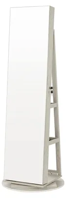 Produktbild von 360° drehbarer Schmuckschrank mit Spiegel – weiße Holzmaserung – 54,5 x 54,5 x 162 cm