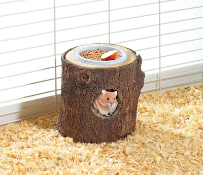 Produktbild von Karlie Wonderland Höhle mit Napf - Nagetierhäuser - Holz/Keramik - Natur/Weiß - Durchm.15 cm