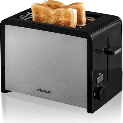 Produktbild von Cloer 3210 Toaster für 2 Toastscheiben, Toaster mit Brötchenaufsatz, Nachhebevorrichtung, stufenlosem Bräunungsgrad, Graubrot-Stopptaste,