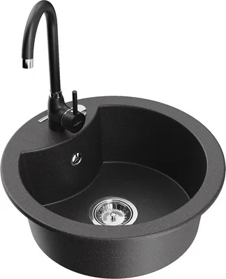 Produktbild von Mexen Diego 1-Becken-Granit-Spüle mit Mischbatterie Telma, Schwarz gesprenkelt - 6512-76-670200-70