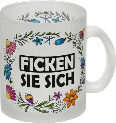 Produktbild von Ficken Sie sich Glas Tasse mit Blumen Motiv