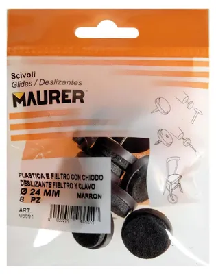 Möbelgleiter braun mit Filz Ø 24 mm, 8 Stück, rund