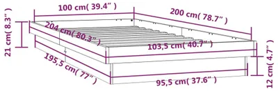Produktbild von vidaXL Massivholzbett mit LED-Beleuchtung Wachsbraun 100x200 cm Kiefer