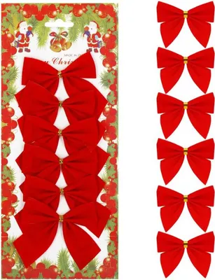 Obrázek produktu pro Vánoční mašle 8x8,5cm červené sada 6ks, vánoční dekorace