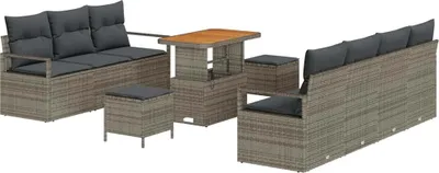 Immagine prodotto di Maison Exclusive - Set divano da giardino con cuscini 10 pezzi grigio polyrattan