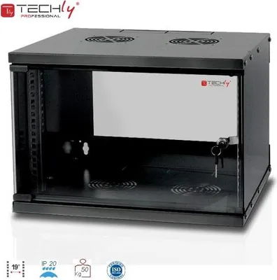 Immagine prodotto di Armadio rack a parete Techly 19 6U D450 nero assemblato" I-CASE EL-1006B45