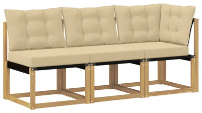 Produktbild von vidaXL 3 stk. Outdoor Mittel- und Ecksofa Weiß