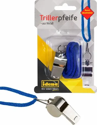 Image de IDENA Sifflet Idena en métal, avec ruban bleu