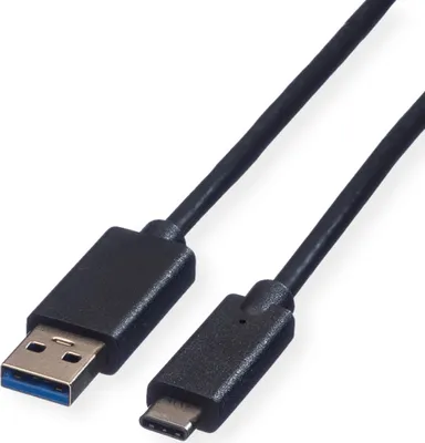 Produktbild von ROLINE USB 3.2 Gen 1 Kabel, USB A-C, ST/ST, schwarz, 0,5 m