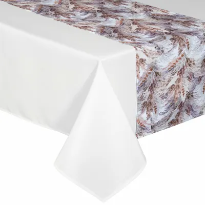 Produktbild von EUROFIRANY Tischdecke mit Tischläufer Tischuntelage 140 x 180 cm weiß Tischtuch fleckenabweisend