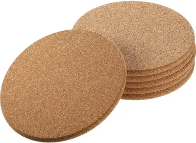 Obrázok produktu pre Korkové podložky pod poháre, okrúhle, priemer 16 cm, 12 kusov (3 sady po 4), odolné voči teplu do 210°C, vhodné do kuchyne