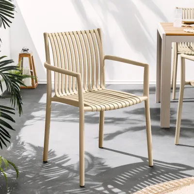 Produktbild von riess-ambiente In- und Outdoor Stuhl STUDIO ITALIA greige stapelbar wetterfest Gartenstuhl mit Armlehnen