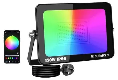 Zdjęcie produktu dla Reflektor LED rgb 150W inteligentny sterowanie aplikacją na zewnątrz