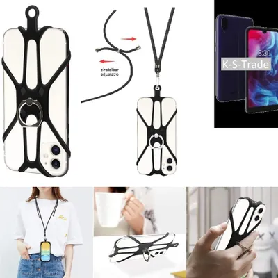 Produktbild von K-S-Trade 3in1 Handykette Handyband Handykordel Halsband Smartphone-Ring Handy-Ring kompatibel mit Archos Oxygen 57 Fingerhalterung Handyring
