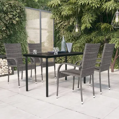 Produktbild von Cloris Designermöbel 5-tlg. Garten-Essgruppe Grau und Schwarz 2024 Neu