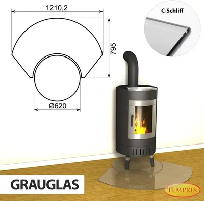 Produktbild von AKTION ! Kaminbodenplatte & Funkenschutzplatte - Funkenschutz für Kamin & Ofen - geteilte Saisonplatte Winnipeg - Grauglas