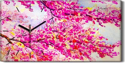 Produktbild von Wandbild Leinwand Bilder mit Uhr Geräuschlos 60x30 Aquarell Malerei Baum blätter - schwarze Hände
