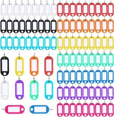 Produktbild von Sleutelhangers 100 stuks beschrijfbaar voor sleutelborden ring huisdieren - 10 Farben