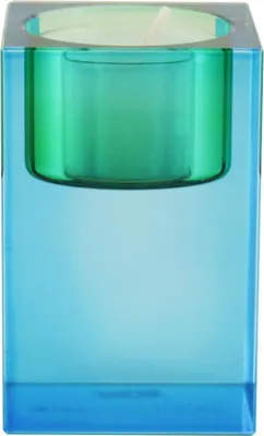 Produktbild von Gift-Company Teelichthalter Sari Kristallglas blau/grün H ca. 8 cm