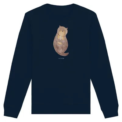 Produktbild von Mr. & Mrs. Panda Baumwoll Sweatshirt Otter Muschel Größe L - French Navy - Geschenk, Pulli, Seeotter, Träumen, Pullover, Tagträumen, Sweater, Büro