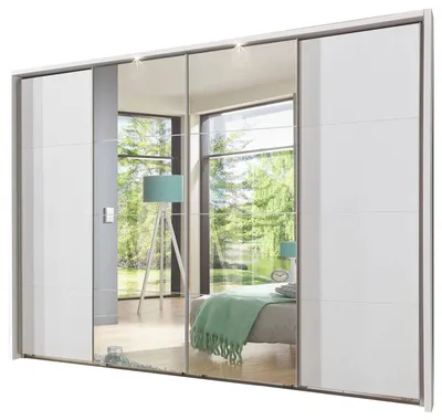 Image de Armoire à portes coulissantes Bruxelles Armoire de chambre 270x65x210cm blanc Portes miroir